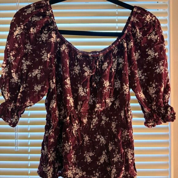 No Boundaries Tops - No-boundaries Women's Burgundy and Red Blouse